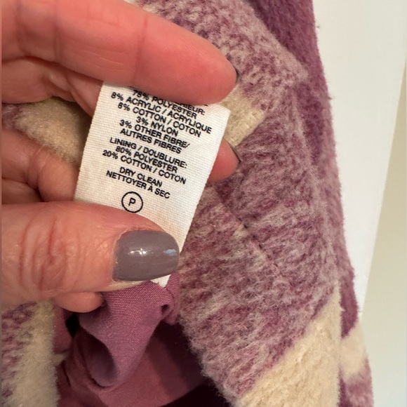 Avec Les Filles Plaid Sherpa Shacket Jacket Burgundy/Pink Cream Size S - Picture 5 of 8